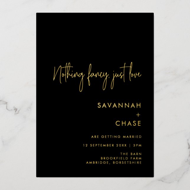 Invitation En Aluminium Rien De Fancy Just Love Simple Mariage Gold (Recto)