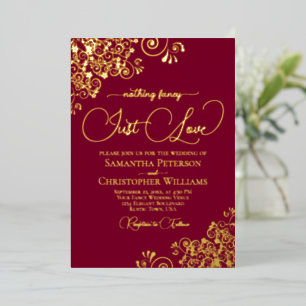 Invitation En Aluminium Rien de Fantastique, Juste l'Amour Mariage Bordeau