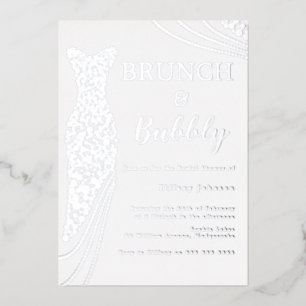 Invitation En Aluminium Robe à feuille d'argent Brunch et bulles pour la d