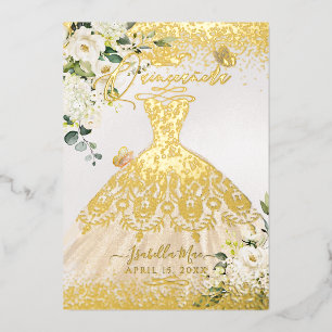 Invitation En Aluminium Robe à paillettes en or Champagne Quinceanera de P