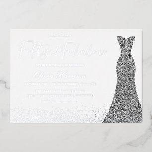 Invitation En Aluminium Robe argentée Cinquante & Fabuleuse 50e anniversai