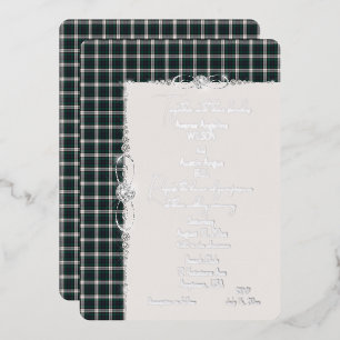 Invitation En Aluminium Robe Black Watch Tartan Plaid Mariage