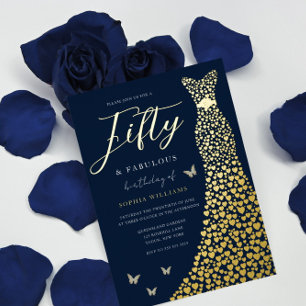 Invitation En Aluminium Robe cœur en feuille d'or avec fête d'anniversaire