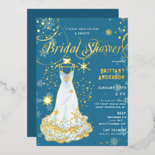 Invitation En Aluminium Robe de mariée flocon de neige d'hiver Shower Brid