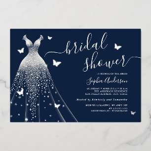 Invitation En Aluminium Robe de sirène Navy Butterfly Bridal Shower