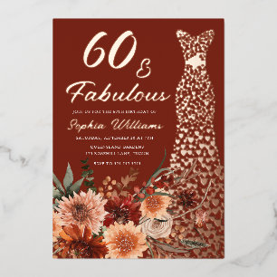 Invitation En Aluminium Robe d'or Rose en terre cuite Boho 60e anniversair