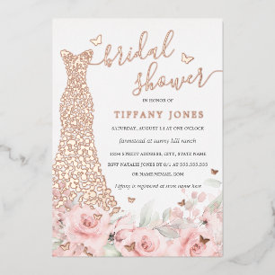 Invitation En Aluminium Robe florale rose fuchsia pour mariage