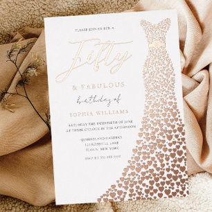 Invitation En Aluminium Robe Rose Gold Fabuluse Fête d'anniversaire 50 ans
