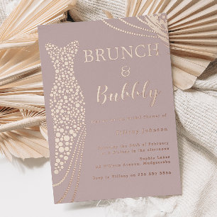 Invitation En Aluminium Robe Rose Gold Rose Robe de Salle Brunch & Bubbly