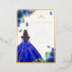 Invitation En Aluminium Robe Royal Bleue Florale Papillon Quinceanera Or (Standing Front)