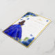 Invitation En Aluminium Robe Royal Bleue Florale Papillon Quinceanera Or (Rotated)