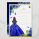 Invitation En Aluminium Robe Royal Bleue Florale Papillon Quinceanera Or (Front/Back)