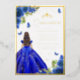 Invitation En Aluminium Robe Royal Bleue Florale Papillon Quinceanera Or (Front)