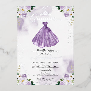 Invitation En Aluminium Robe violette Quincenera