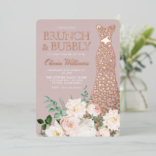Invitation En Aluminium Robes de douche de mariage Brunch & Bubbly Rose Go