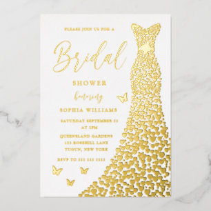 Invitation En Aluminium Robes en feuille d'or élégantes pour la douche de