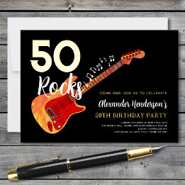 Invitation En Aluminium Rock and Roll 50e Anniversaire Party Gold