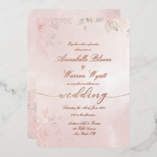 Invitation En Aluminium Romantique Jardin Blanc Roses 2 Avec Rose
