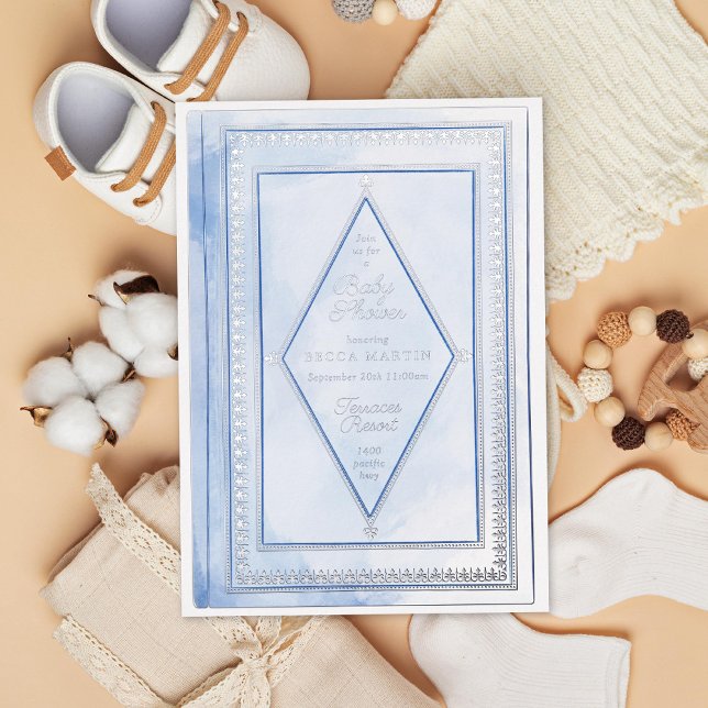 Invitation En Aluminium Romantique Livre d'Antiquité Bleu Fête des mariées (Créateur téléchargé)