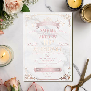 Invitation En Aluminium Romantique Luxe Rose Gold Marble Papier Aluminium