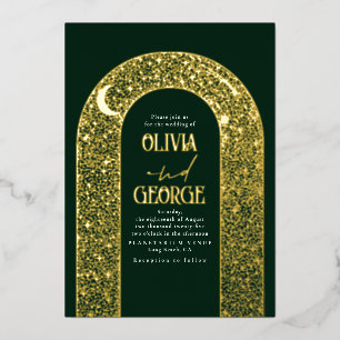 Invitation En Aluminium Romantique Mariage céleste Emerald Vert & Or