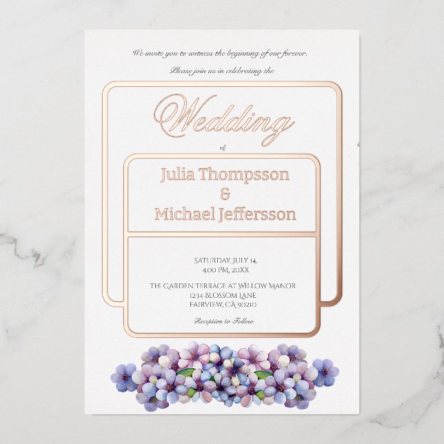 Invitation En Aluminium Romantique Poétique Lilac Aquarelle Mariage Floral (Recto)