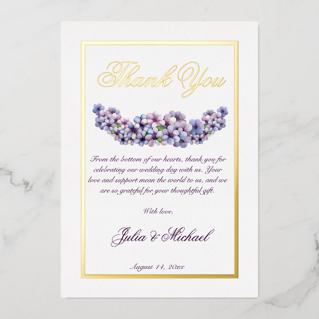 Invitation En Aluminium Romantique Poétique Lilac Aquarelle Mariage Floral (Recto)