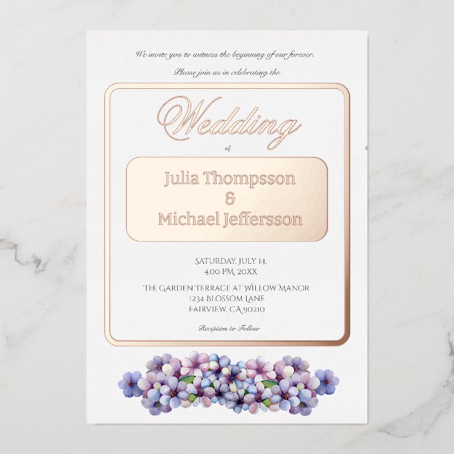 Invitation En Aluminium Romantique Poétique Lilac Aquarelle Mariage Floral (Recto)