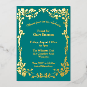 Invitation En Aluminium Rose Art nouveau doré