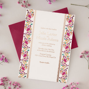 Invitation En Aluminium Rose Classique Verte Jaune Floral Cygne Oiseau Mar