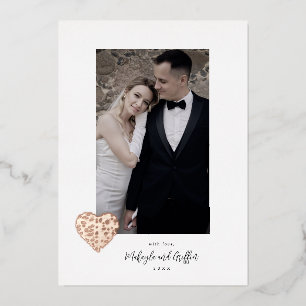 Invitation En Aluminium Rose Crisscross Gold Heart Mariage photo Merci