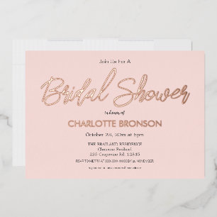Invitation En Aluminium Rose de Fête des mariées de script minimaliste de