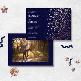 Invitation En Aluminium Rose de la Marine Romantique Gold Stardust Foil Ph