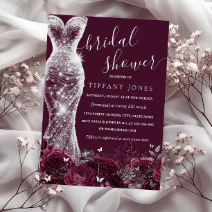 Invitation En Aluminium Rose de robe Shimmer en argent de Bourgogne Fête d