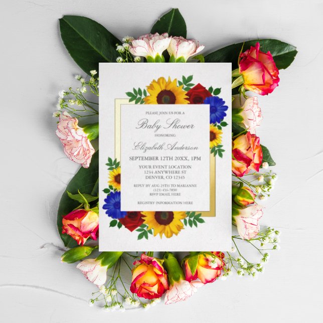 Invitation En Aluminium Rose de tournesol Baby shower floral d'automne (Créateur téléchargé)