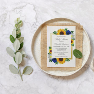 Invitation En Aluminium Rose de tournesol Daisy Automne Baby shower Floral