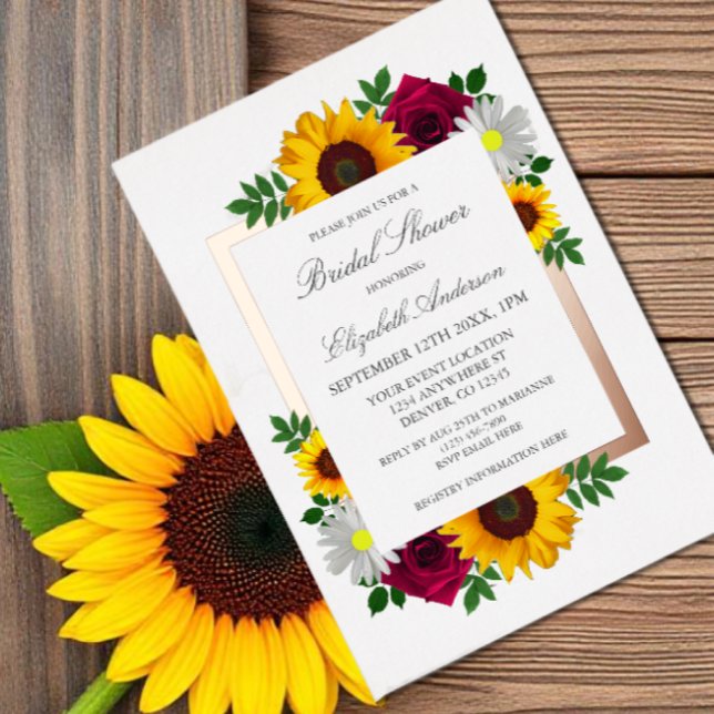 Invitation En Aluminium Rose de tournesol Daisy Automne Fête des mariées f (Créateur téléchargé)