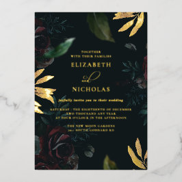 Invitation En Aluminium Rose de velours foncé bordeaux | Mariage d'hiver d