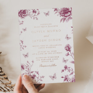 Invitation En Aluminium Rose Dusty enchanté et Mariage Rose Gold