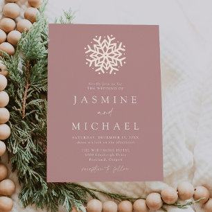 Invitation En Aluminium Rose Dusty simple et Rose Gold Snowflake Mariage