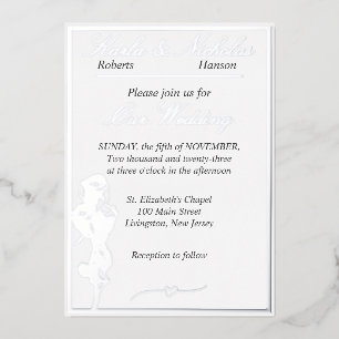 Invitation En Aluminium Rose, Élégant Mariage Blanc, Argent