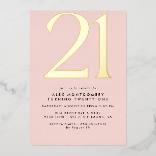Invitation En Aluminium Rose et or   21e anniversaire des femmes