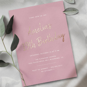 Invitation En Aluminium Rose et or rose Anniversaire moderne tous âges