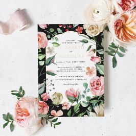 Invitation En Aluminium Rose foncée | Fleurs de mariage romantiques de pri