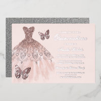 ROSE GOLD ARGENT Papillon Robe Quinceanera
