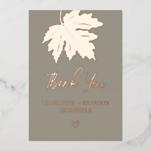 Invitation En Aluminium Rose Gold Automne Maple Leaf Mariage Merci