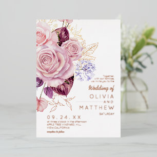 Invitation En Aluminium Rose Gold Blush Floral Aesthetics Mariage