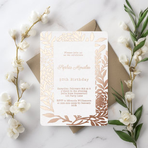 Invitation En Aluminium Rose gold botanique luxe anniversaire