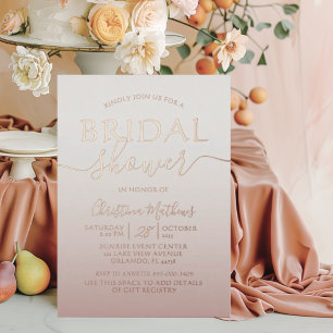Invitation En Aluminium Rose Gold Calligraphie Baby Shower Mariage 