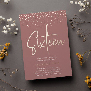 Invitation En Aluminium Rose Gold Confetti Sweet sixteen fête d'anniversai